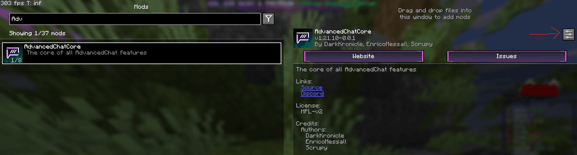 AdvancedChatCore settings